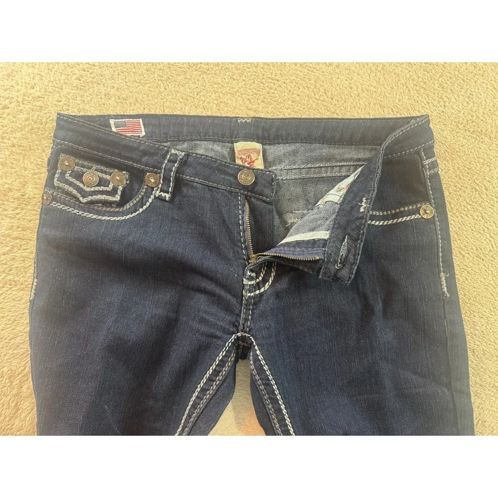 True Religion Becca Bootcut Jeans Womens 32 Dark Blue Denim Flap Pocket USA Made